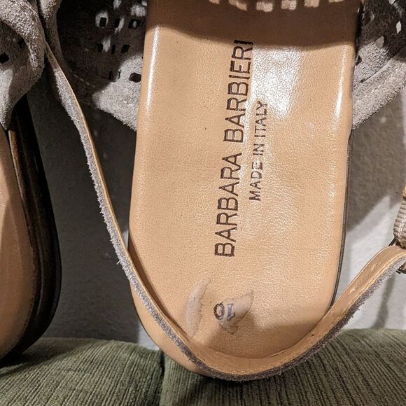 Barbara Barbieri Gray Suede Perforated Laser cut Sandals Italy 10 - Picture 6 of 9
